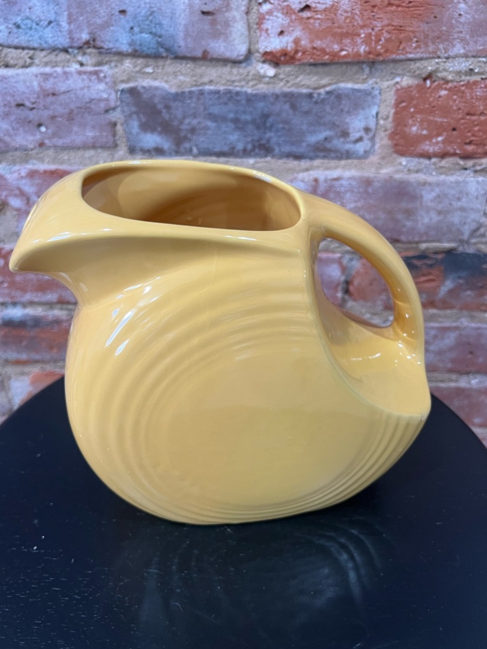 Vintage Fiesta Ware Yellow Ceramic Pitcher with Loop Handle